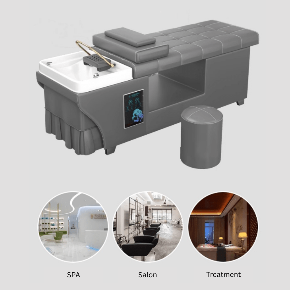 Premium Thai Shampoo Bed – Ceramic Head Basin, wood Frame, with Steam Function & Bonus Water Pump - GreenLife - Shampoo Unit