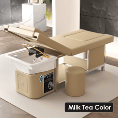 SalonLand High - grade Thai Head SPA Shampoo Bed with Ceramic Basin & Power lift backrest & foot bath - GreenLife - Shampoo Unit