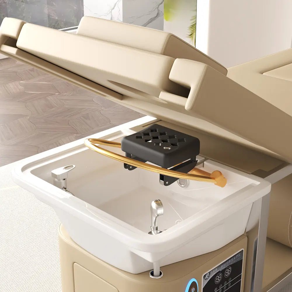 SalonLand High - grade Thai Head SPA Shampoo Bed with Ceramic Basin & Power lift backrest & foot bath - GreenLife - Shampoo Unit