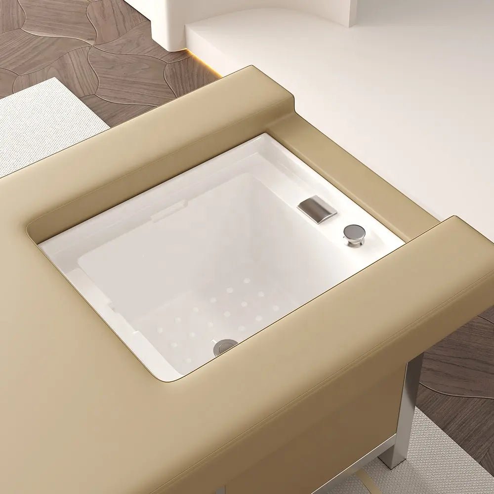 SalonLand High - grade Thai Head SPA Shampoo Bed with Ceramic Basin & Power lift backrest & foot bath - GreenLife - Shampoo Unit