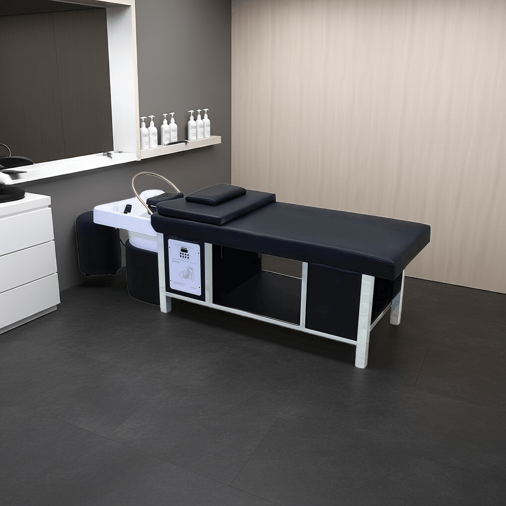 SalonLand Thai Head Spa Shampoo Bed - Stainless Steel frame with Ceramic Head Basin - Optional Foot Basin - GreenLife - Shampoo Unit