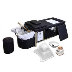 SalonLand Thai Head Spa Shampoo Bed - Stainless Steel frame with Ceramic Head Basin - Optional Foot Basin - GreenLife - Shampoo Unit