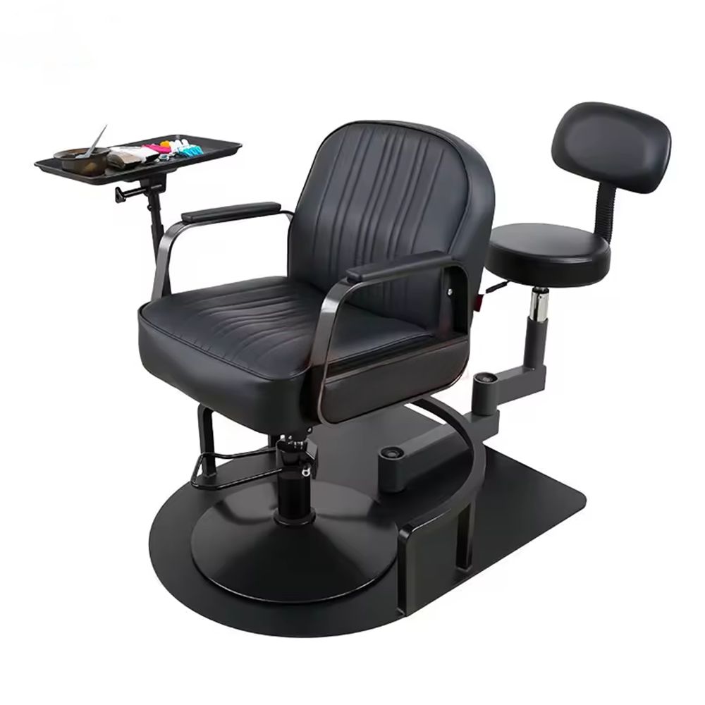 Barber Chair Modern Retro Swivel Salon Chair Frame With Folding Tray - GreenLife - Barber chair