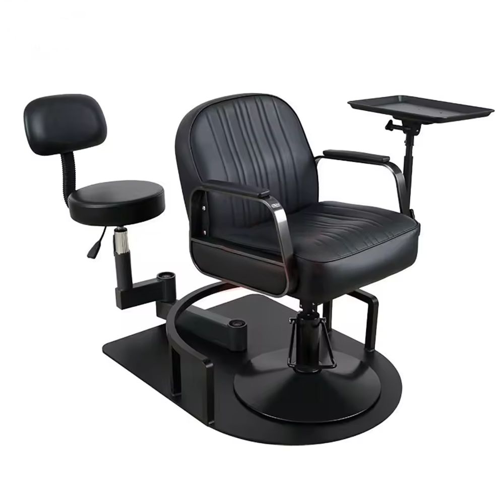 Barber Chair Modern Retro Swivel Salon Chair Frame With Folding Tray - GreenLife - Barber chair