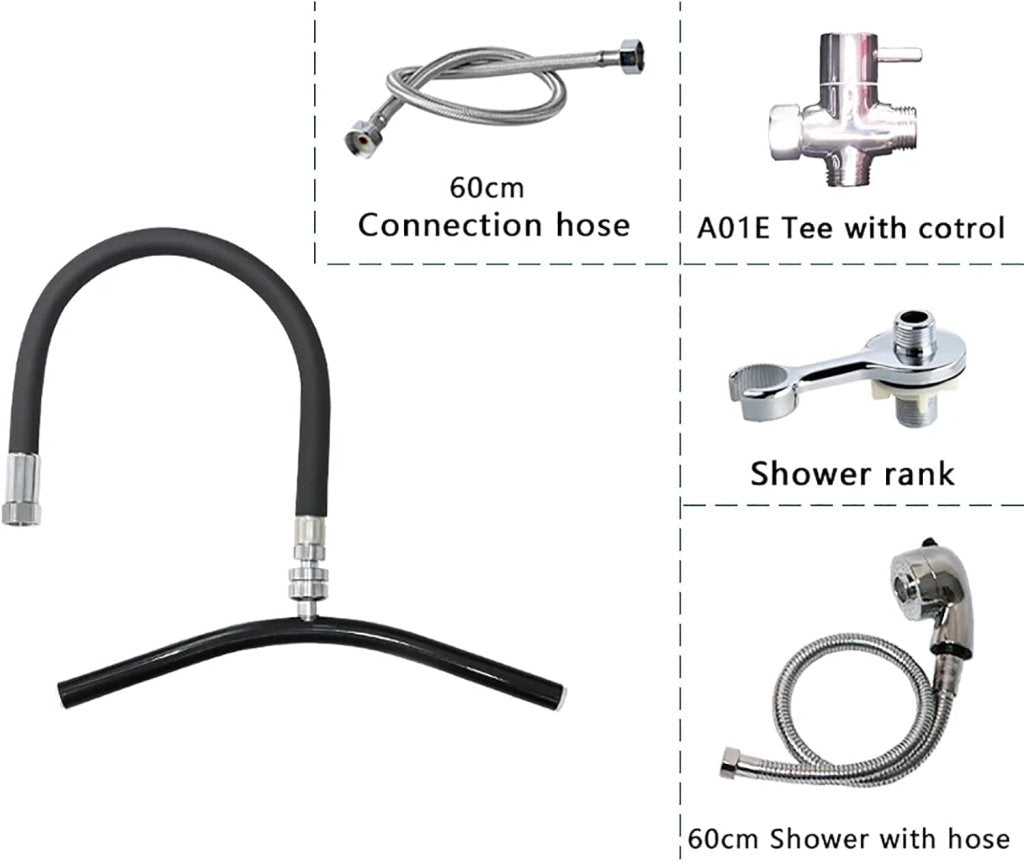 Head Spa Equipment Frame, Shower with 60cm Hose, Water Outlet Can Rotate 360° for Shampoo Sink or Bed - GreenLife - Shampoo Unit