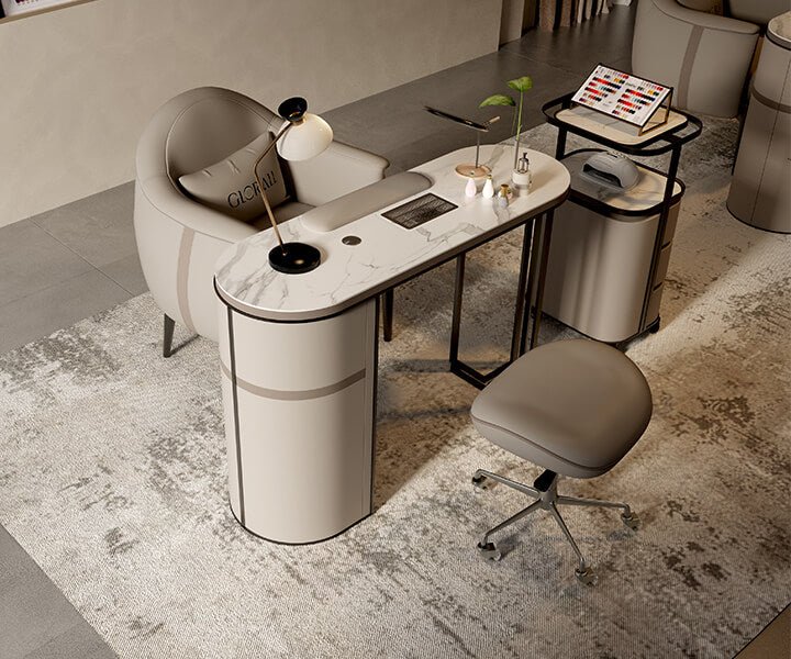 YOOCELL ® Glorall Manicure Table with Manicurist Chair and Guest Stools Chair Whole Set - GreenLife - Manicure Table