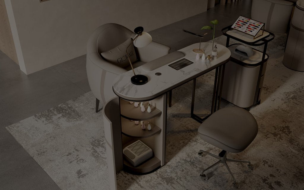 YOOCELL ® Glorall Manicure Table with Manicurist Chair and Guest Stools Chair Whole Set - GreenLife - Manicure Table