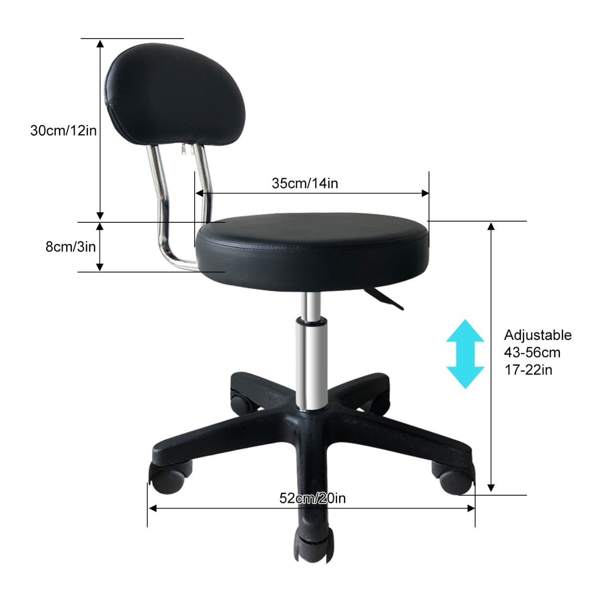 Choice Hydraulic Adjustable Height Rolling Stool - RSWB211/2 - GreenLife-Rolling Stool