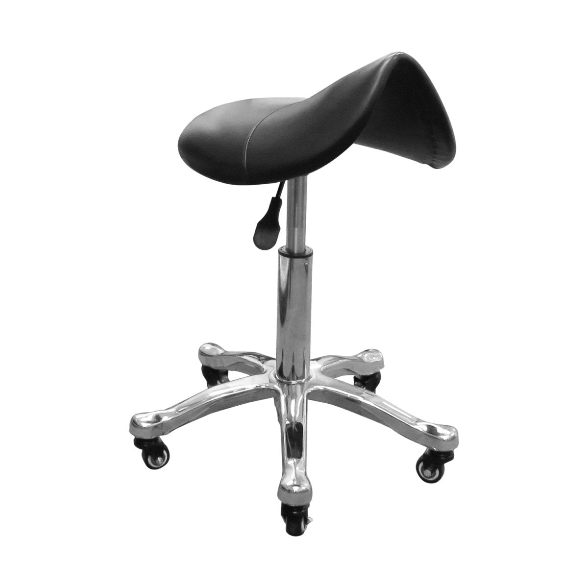 Ergonomic Comfortable Hydraulic Saddle Stool in Chrome - GreenLife-Rolling Stool