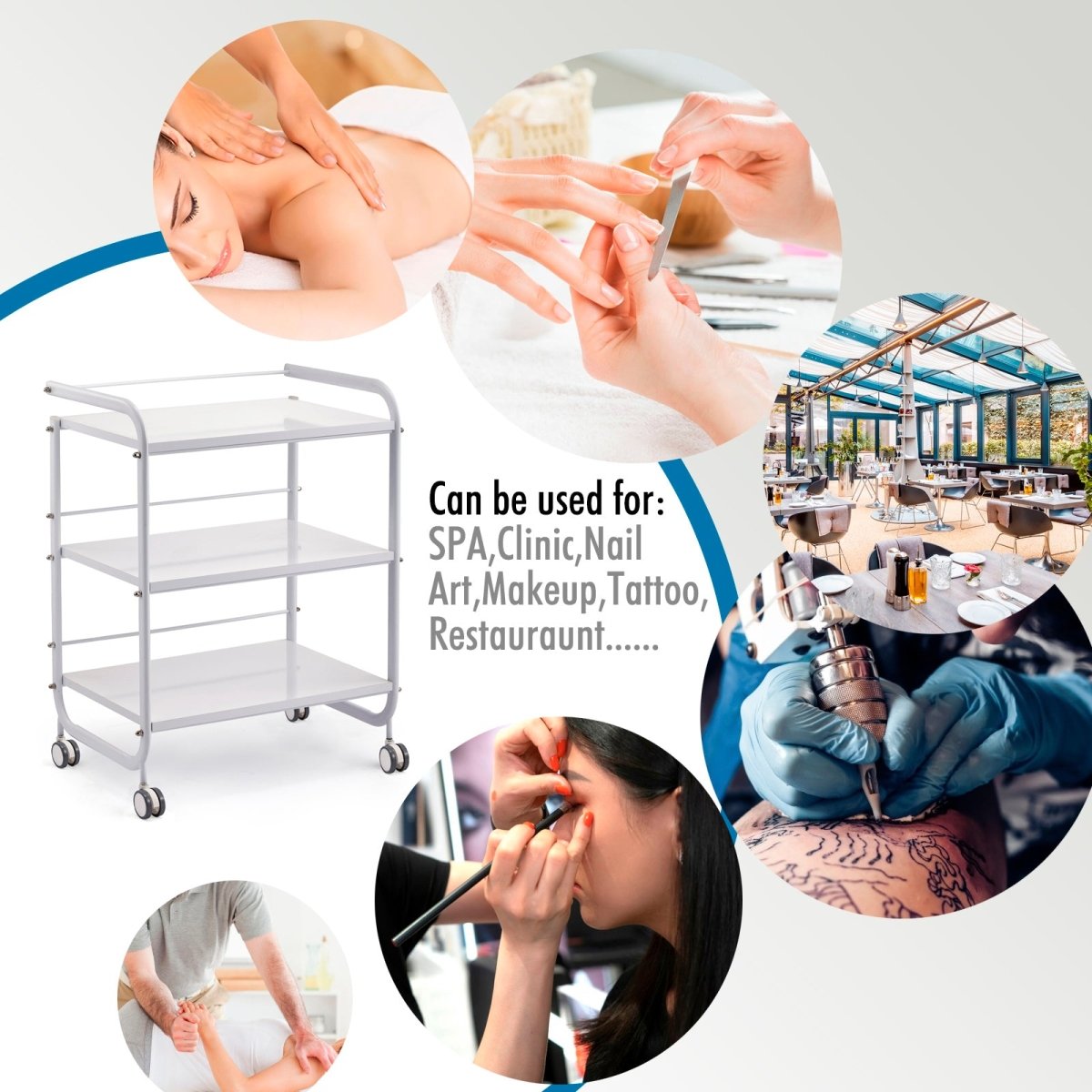 Beauty Metal Frame Three Shelves Trolley - ST421 - GreenLife-Trolley