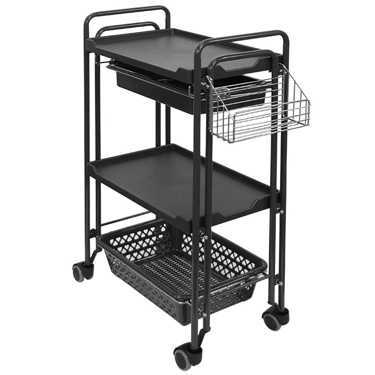 Multi-Function Black Metal Trolley with Side Organizer - GreenLife-Trolley