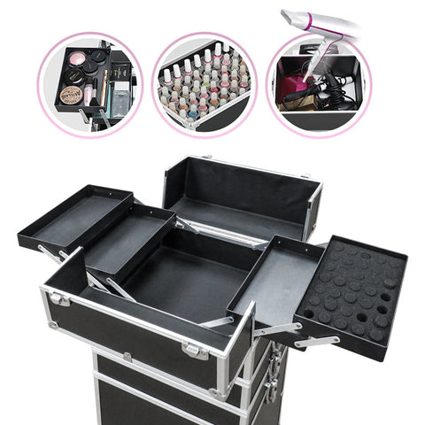 5 in 1 Portable Aluminum Makeup Train Cases -MC181 - GreenLife-Beauty Supplies