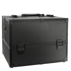 Makeup Train Case, Professional 14.2 inches Large 4 Trays Cosmetic Case with Shoulder Strap Aluminum Frame Black - GreenLife-Beauty Supplies