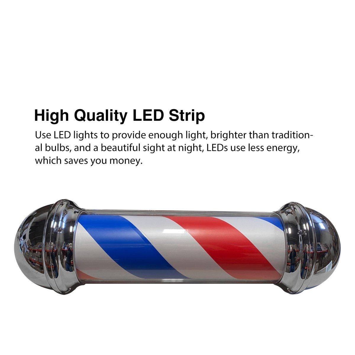 LED Blue Red Stripes Rotating Barber Shop Pole 27.6in - BP 839 - GreenLife-Barber Pole