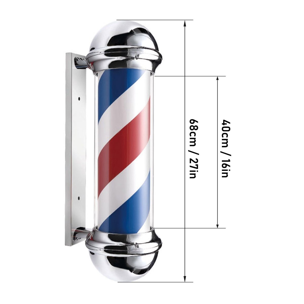 LED Blue Red Stripes Rotating Barber Shop Pole 27.6in - BP 839 - GreenLife-Barber Pole