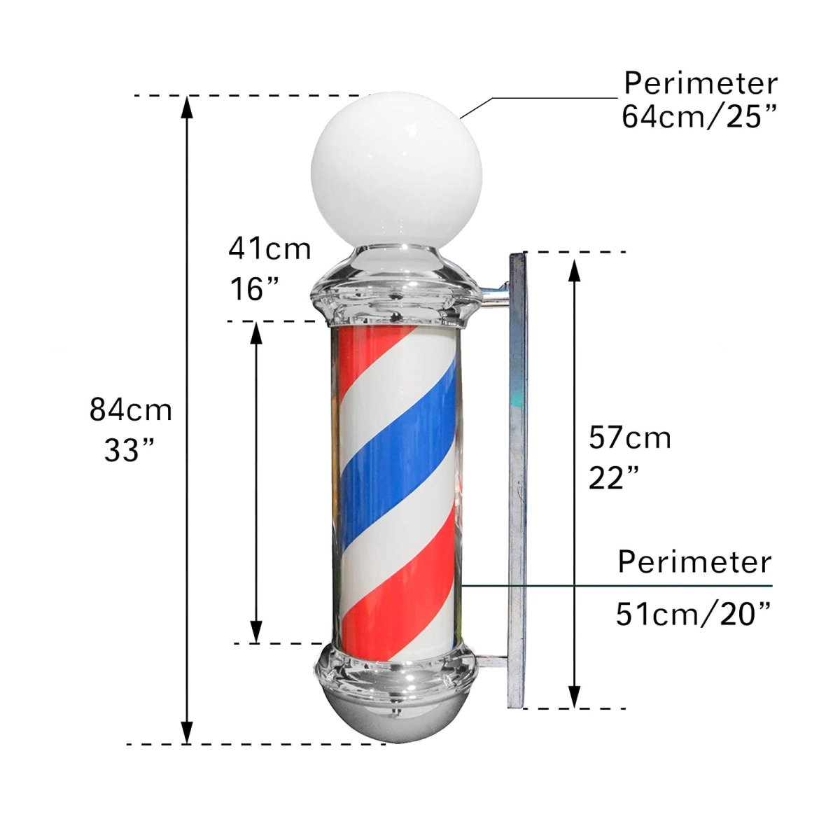 LED Blue Red Stripes Rotating Barber Shop Pole with Ball Light BP 845  Greenlife CA$135.00 – GreenLife