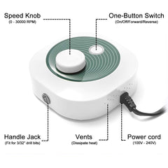 35000 RPM Electric E File Nail Drill Machine w/ 5 color - GreenLife-Manicure Supplies