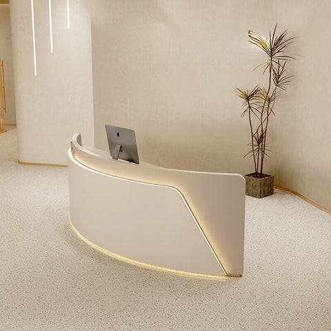 Minimalist Modern Beauty Salon Semi-Circular Curved Front Desk - GreenLife-