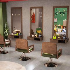Vintage Salon Mirror with Built-in Vanity Desk - GreenLife-