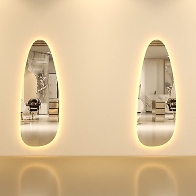 Irregular Water Drop Shape Wall-Mounted Salon Mirror with LED Lights for Hair Salon - GreenLife-