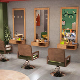 Vintage Salon Mirror with Built-in Vanity Desk - GreenLife-