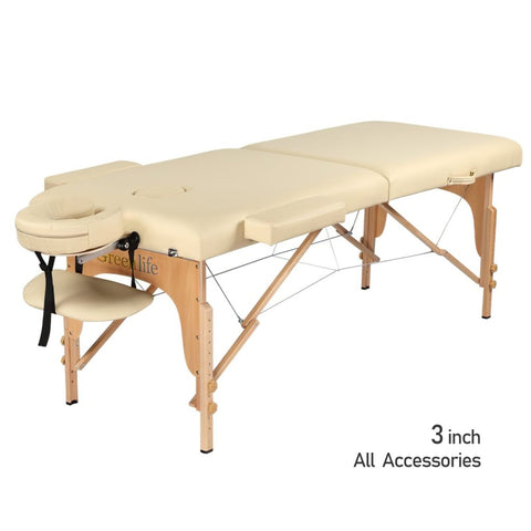 2 - Section 4" Wooden Super Stable Portable Massage Table - MTW121 - GreenLife - Portable Massage Table