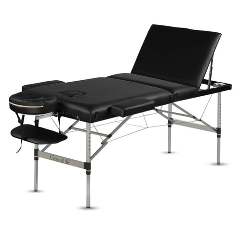 3 Section 5" Aluminum Super Portable Massage Table - Black / Cream MTA132 - GreenLife - Portable Massage Table