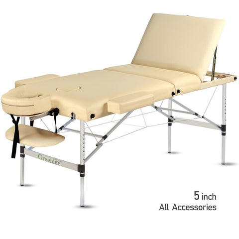 3 Section 5" Aluminum Super Portable Massage Table - Black / Cream MTA132 - GreenLife - Portable Massage Table