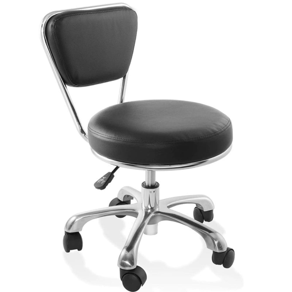 Greenlife adjustable salon rolling stool with back support - Greenlife - Rolling Stools
