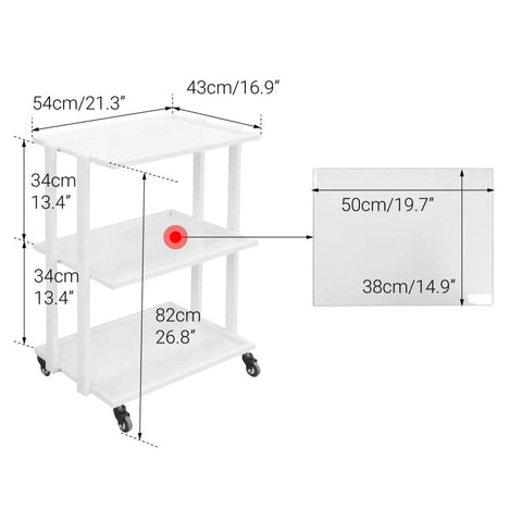 Multi - Function White Metal Trolley with Glass Surfaces - GreenLife - Trolley