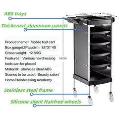 Greenlife ® Salon Trolley Cart Aluminum Board with Silicone Hairfree wheels with ABS Trays 4 Drawers Star - 461 - GreenLife - Salon Trolley