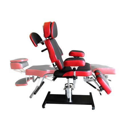 Luxury Adjustable Hydraulic Tattoo Chair RED&BLACK - GreenLife-Hydraulic Bed