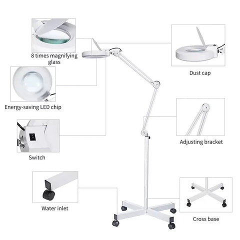 LED 5X Rolling Magnifying Lamp with Adjustable Arms and Rolling stand - GreenLife - Magnifying Lamp