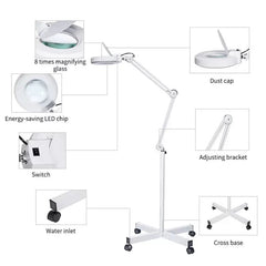 LED 5X Rolling Magnifying Lamp with Adjustable Arms and Rolling stand - GreenLife - Magnifying Lamp