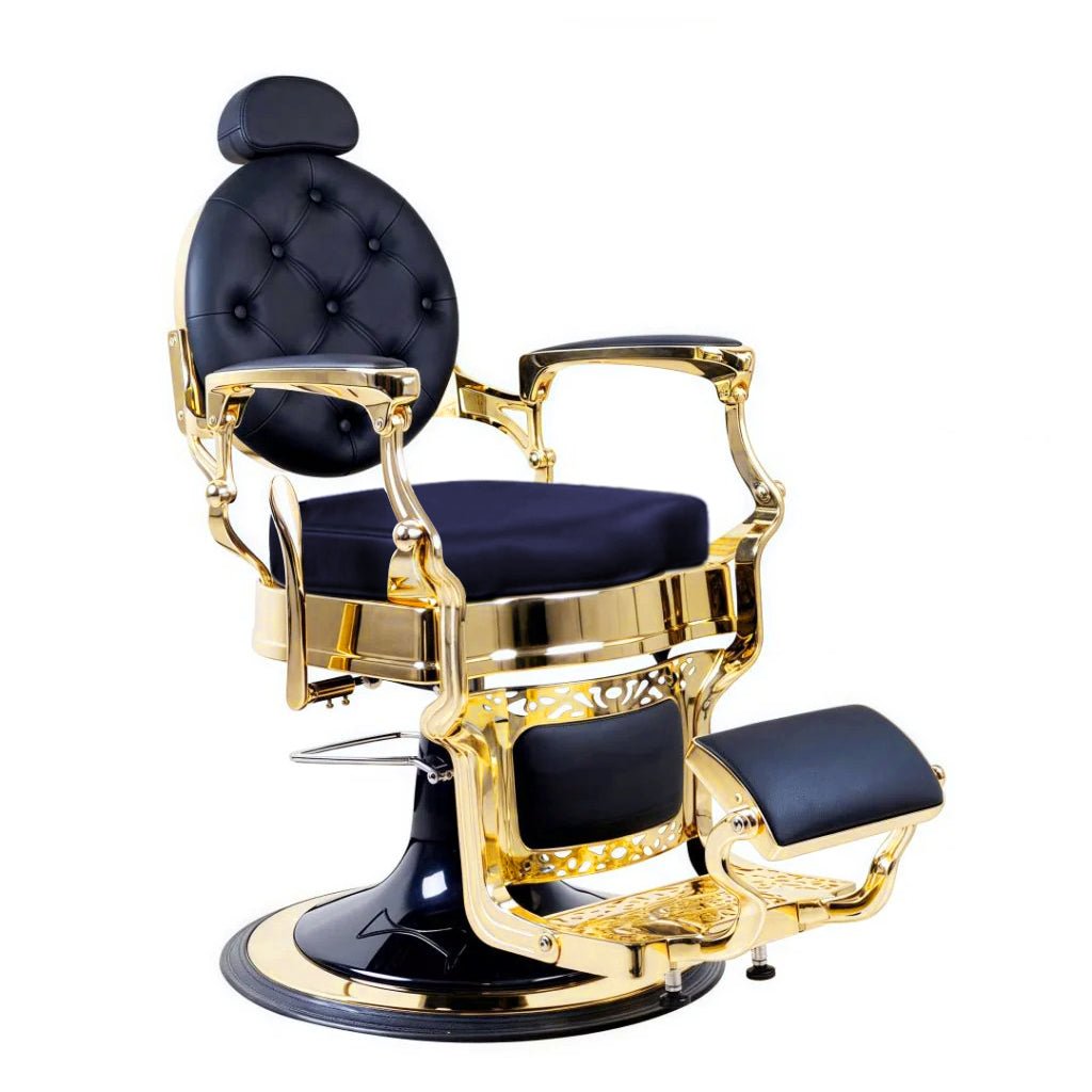 Greenlife® Gold Antique Luxury High - Class Heavy - Duty Square Swivel Black & Gold Barber Chair - GreenLife - Barber chair