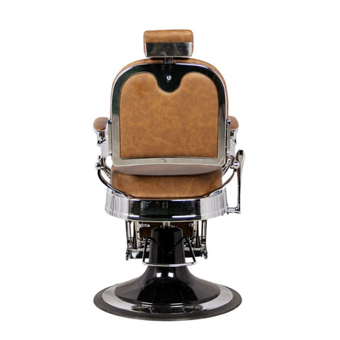 Greenlife® Antique Luxury High - Class Heavy - Duty Square Swivel Caramel & Silver Barber Chair - GreenLife - Barber chair