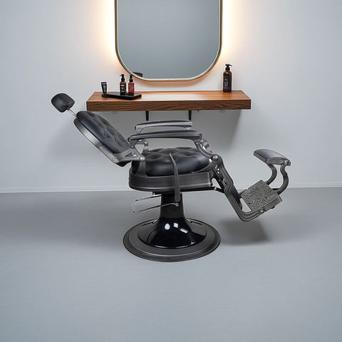 Premium Antique Salon Barber Chair (Matte Gun Grey color) - GreenLife - Barber Chair