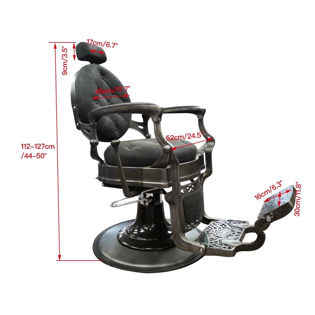 Premium Antique Salon Barber Chair (Matte Gun Grey color) - BC511 - GreenLife - Barber Chair