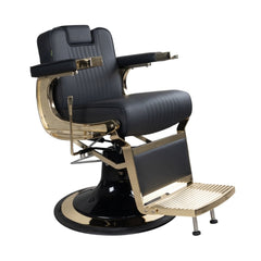 Ninja Luxurious Modern Electroplated Gold & Sturdy Black Leather with Super Large Plus Hydraulic Pump Salon Barber Chair - GreenLife - Barber Chair