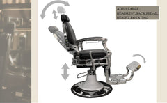 Greenlife ® Galaxy Premium Antique Salon Barber Chair - silver and black BC 501 - GreenLife - Barber Chair