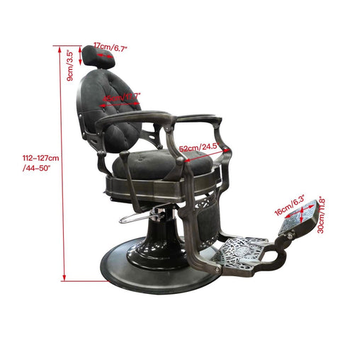 Premium Antique Salon Barber Chair (Matte Gun Grey color) - BC 511 - GreenLife - Barber chair