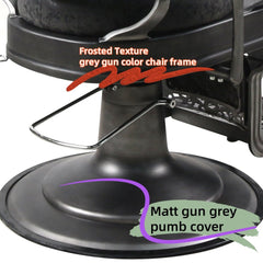 Premium Antique Salon Barber Chair (Thickened Seat & Back, Especially Cool Gunmetal Grey) - BC511 - GreenLife - Barber Chair