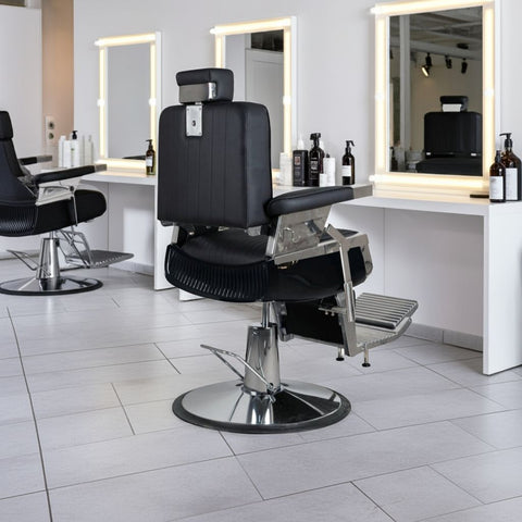 Greenlife ® Vader Advance Modern Recline Barber chair Black & Silver - GreenLife - Barber Chair