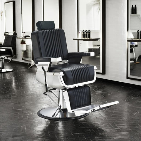 Greenlife ® Vader Advance Modern Recline Barber chair Black & Silver - GreenLife - Barber Chair