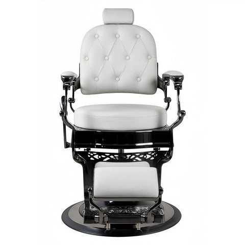 Greenlife Elegant Antique Barber Chair light grey with black Chrome - GreenLife - Barber Chair