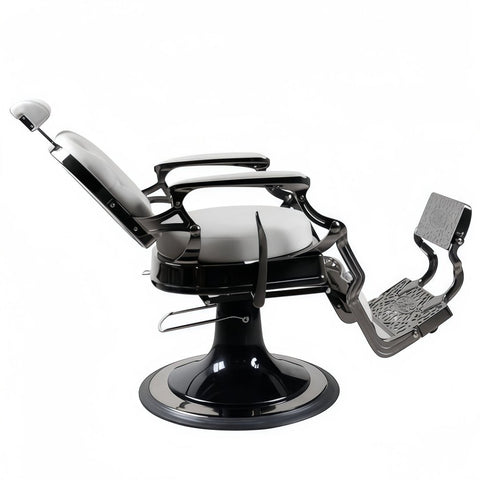 Greenlife Elegant Antique Barber Chair light grey with black Chrome - GreenLife - Barber Chair
