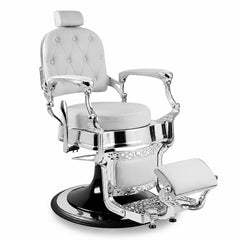 Greenlife Elegant Antique Barber Chair light grey with black Chrome