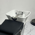 Shampoo Backwash Unit Bed Ceramic Sink - black