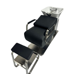 Shampoo Backwash Unit Bed Ceramic Sink - black