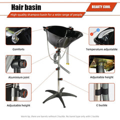 SalonLand Removable Portable Shampoo Basin with Wheels - GreenLife - Portable Shampoo Sink